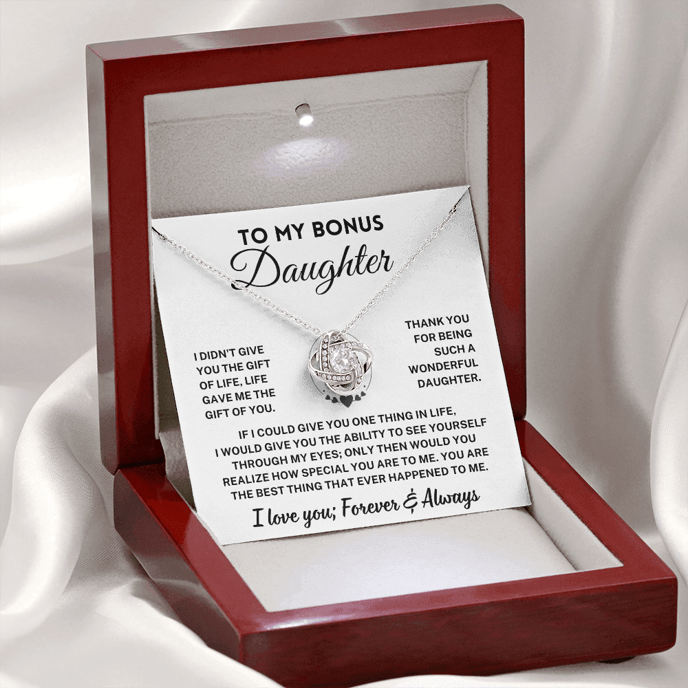 Bonus Daughter Gift, "Forever & Always", Knot Necklace