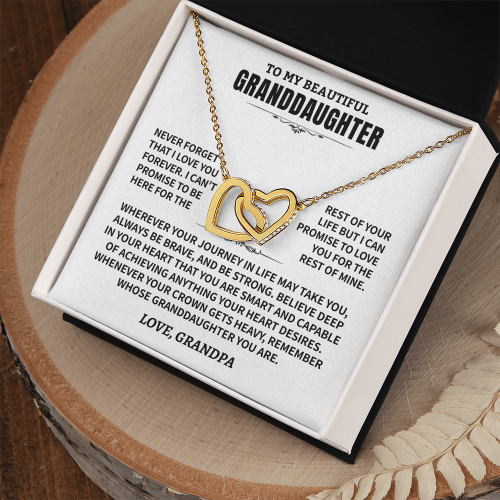 To My Granddaughter Gift From Grandpa- Interlocking Hearts Necklace