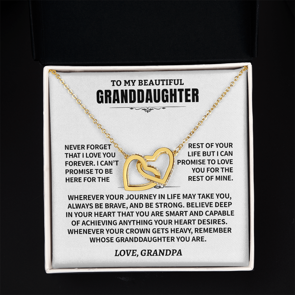 To My Granddaughter Gift From Grandpa- Interlocking Hearts Necklace