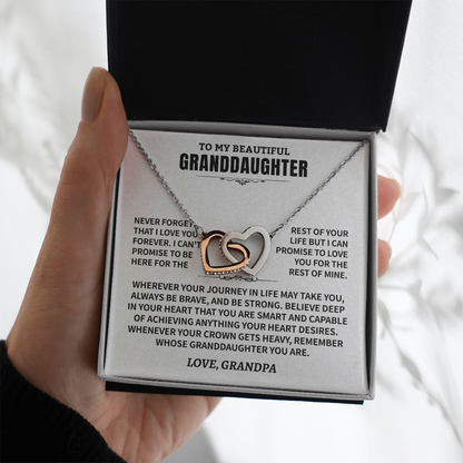 To My Granddaughter Gift From Grandpa- Interlocking Hearts Necklace