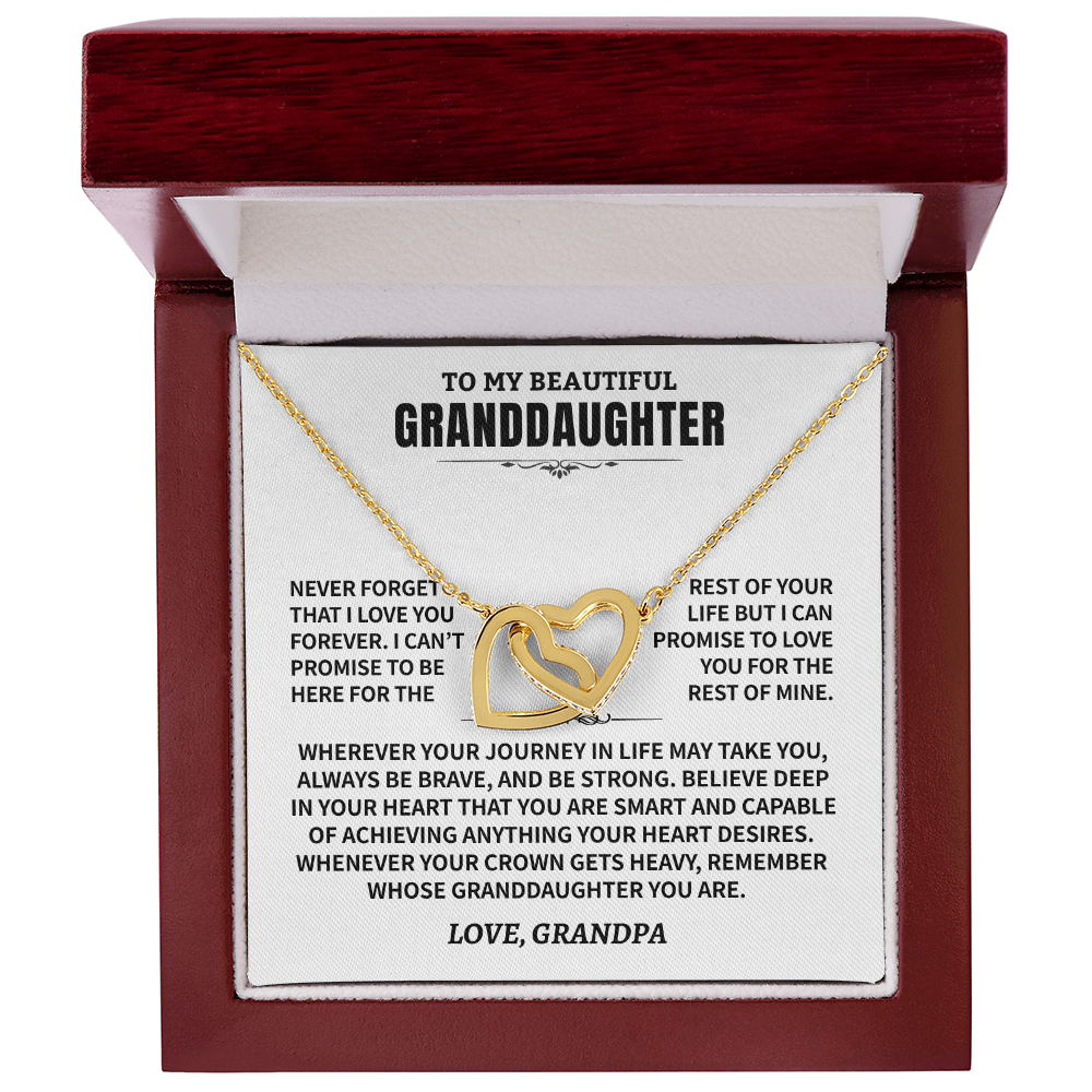 To My Granddaughter Gift From Grandpa- Interlocking Hearts Necklace
