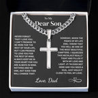 Son Gift- Cuban Chain with Artisan Cross Necklace