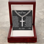 Son Gift- Cuban Chain with Artisan Cross Necklace