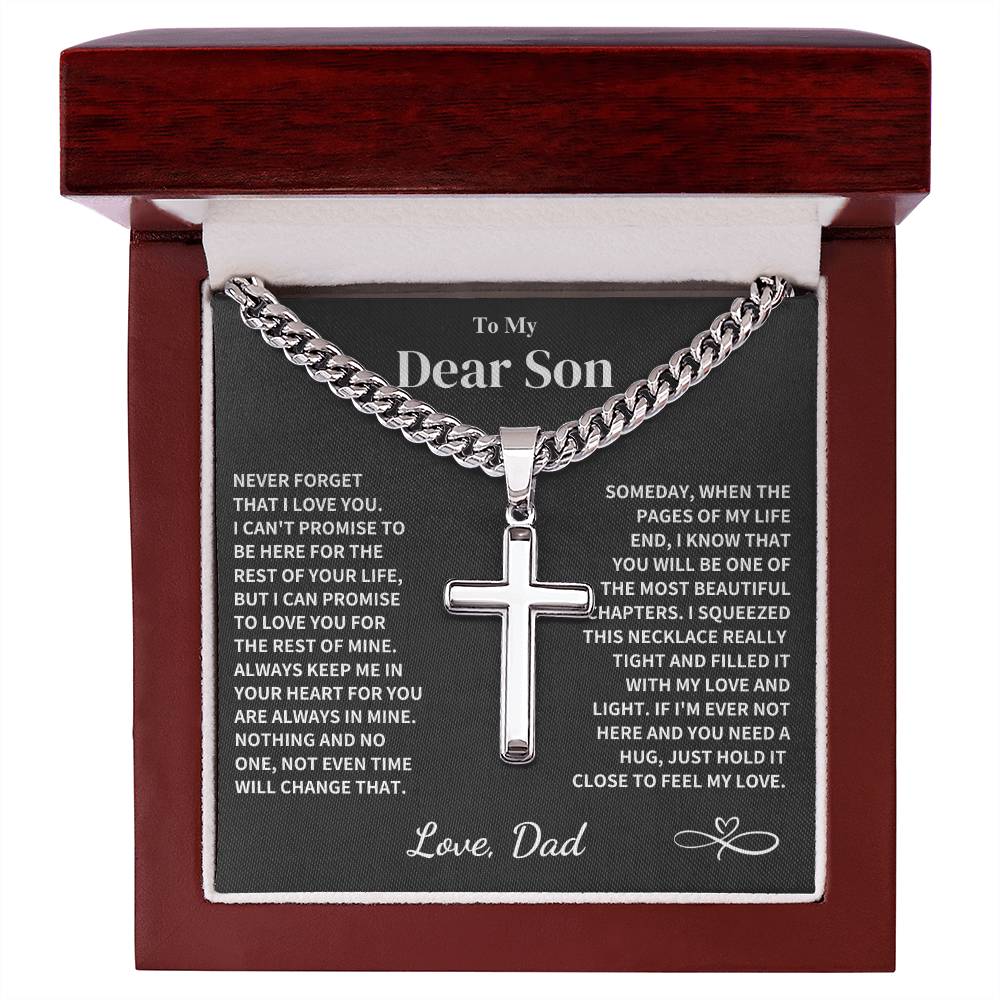 Son Gift- Cuban Chain with Artisan Cross Necklace