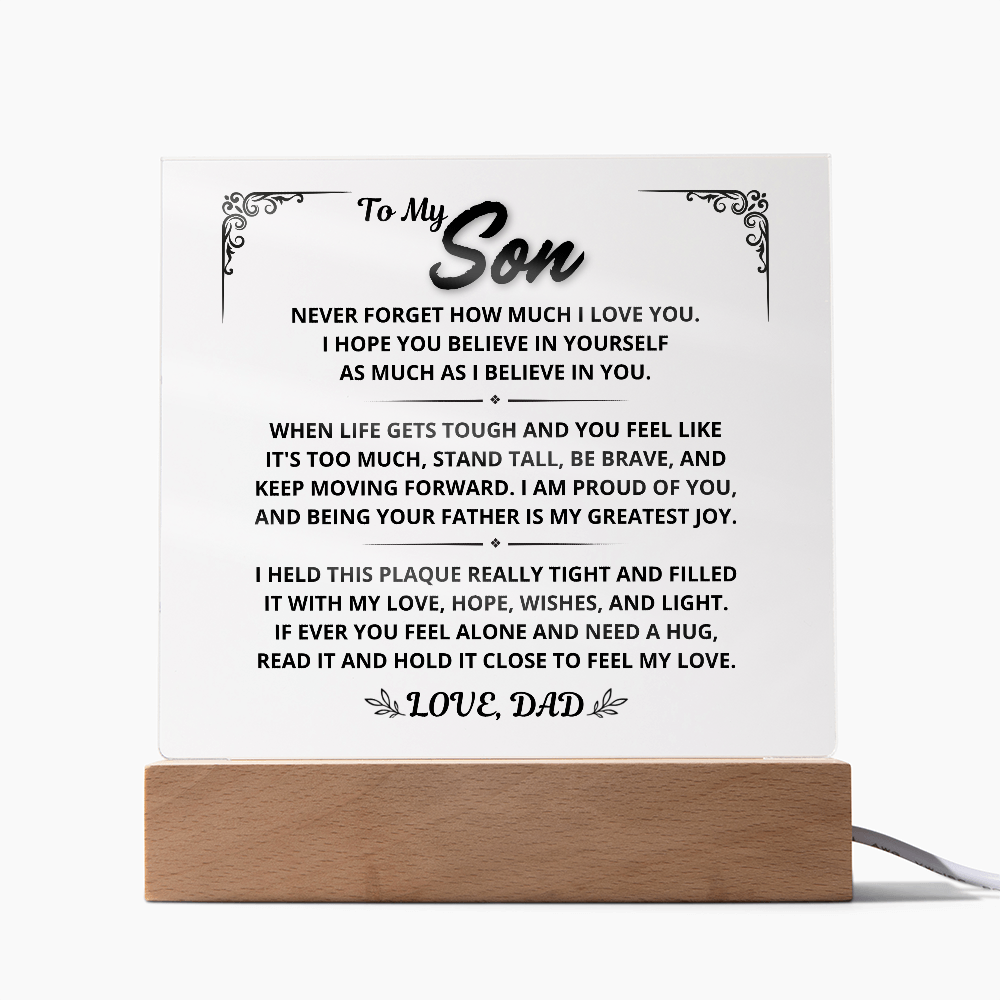 To My Son Gift From Dad - Keep Moving Forward, LED Acrylic Plaque