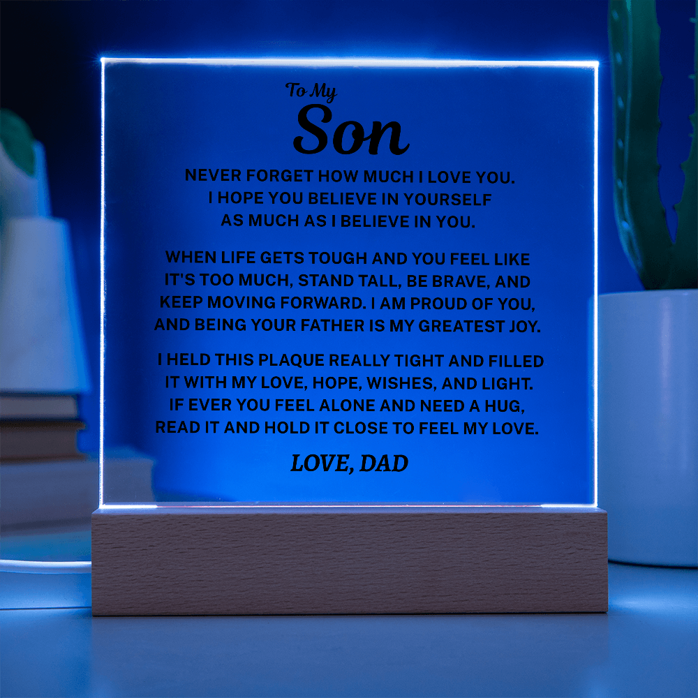 To My Son Acrylic Plaque From Dad – A Gift He’ll Treasure Forever 💙