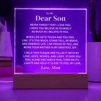 Son Gift, From Mom "Believe In Yourself", Square Acrylic Plaque