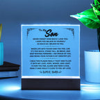 To My Son Gift From Dad - Keep Moving Forward, LED Acrylic Plaque