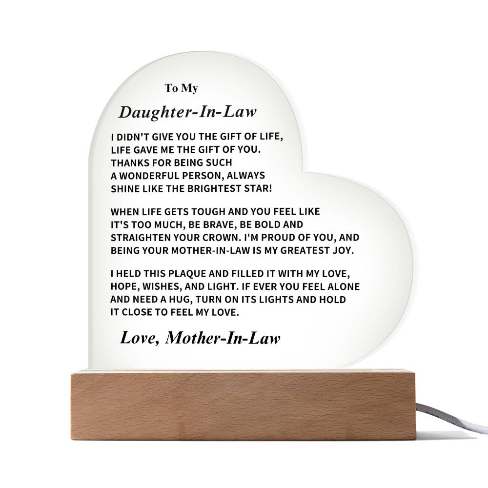 Daughter-In-Law Gift, LED Acrylic Plaque