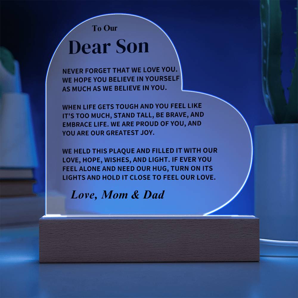 Son Gift-Acrylic Plaque- From Dad and Mom