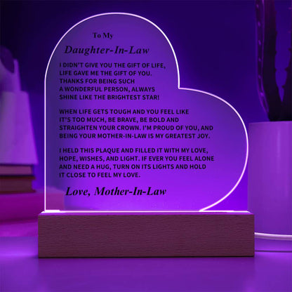Daughter-In-Law Gift, LED Acrylic Plaque