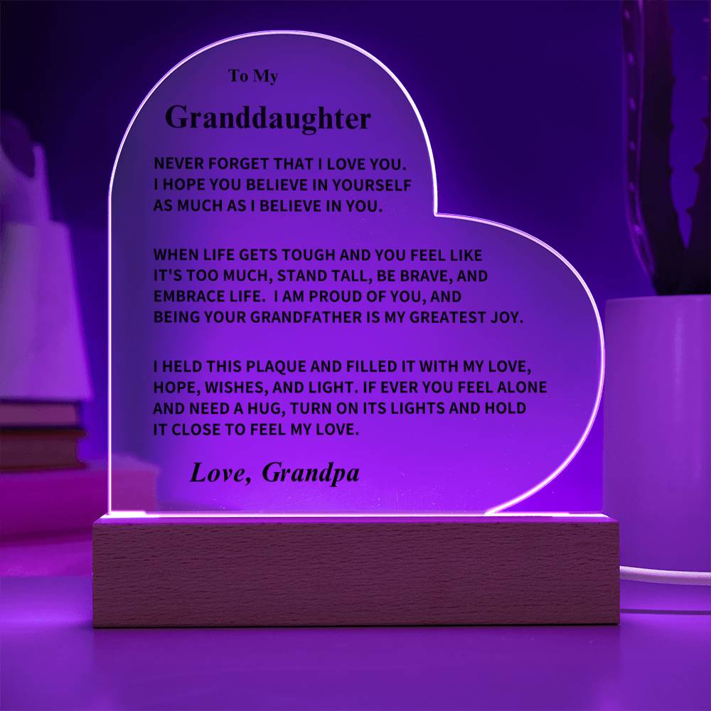 Granddaughter Gift-Acrylic Plaque- From Grandpa