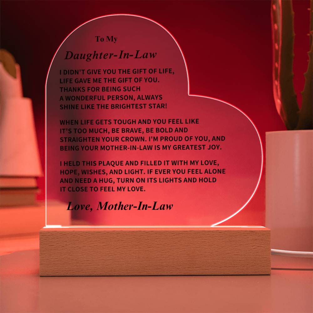 Daughter-In-Law Gift, LED Acrylic Plaque