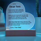 Son Gift- Believe In Yourself- Heart Acrylic Plaque- From Dad