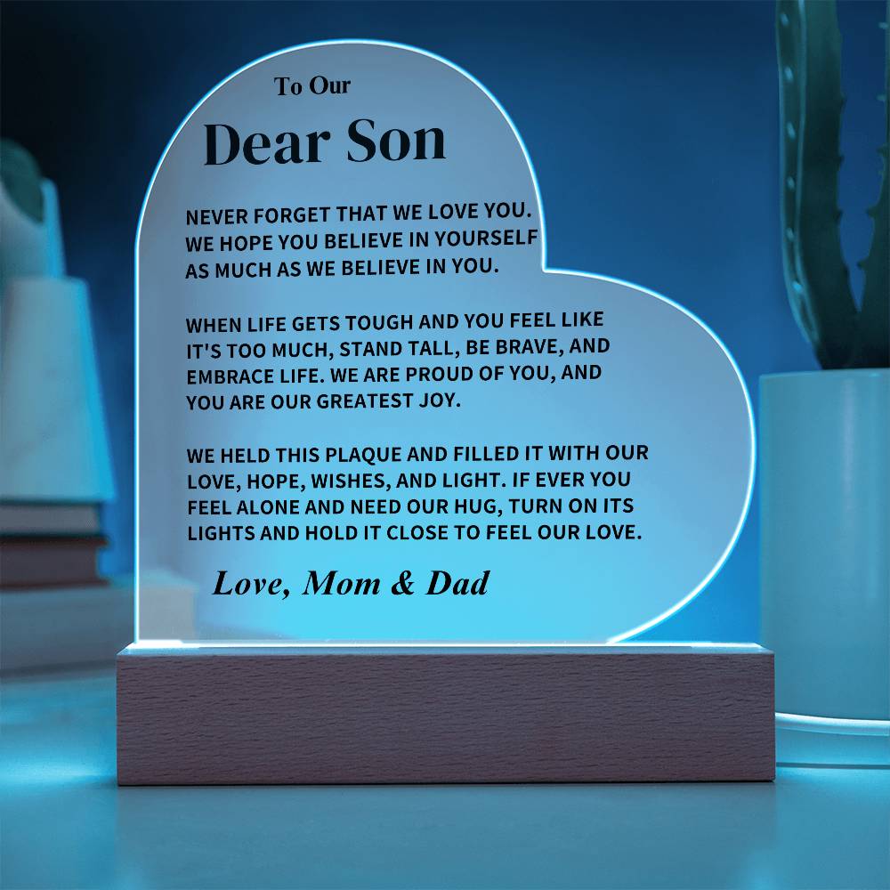 Son Gift-Acrylic Plaque- From Dad and Mom