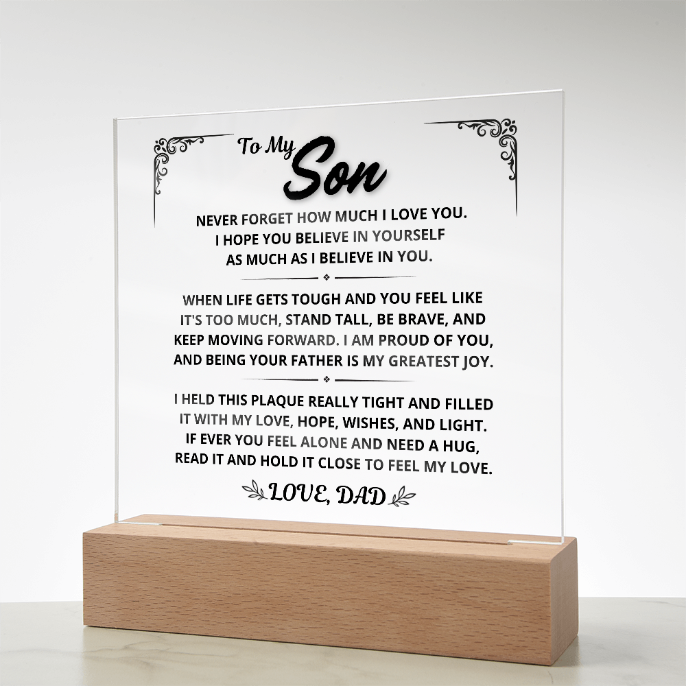 To My Son Gift From Dad - Keep Moving Forward, LED Acrylic Plaque
