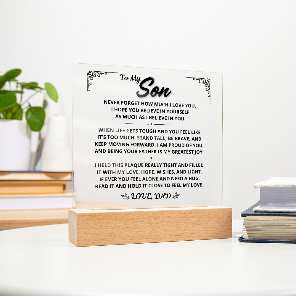 To My Son Gift From Dad - Keep Moving Forward, LED Acrylic Plaque