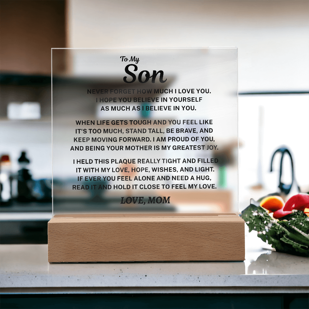 To My Son Acrylic Plaque From Mom  – A Gift He’ll Treasure Forever 💙