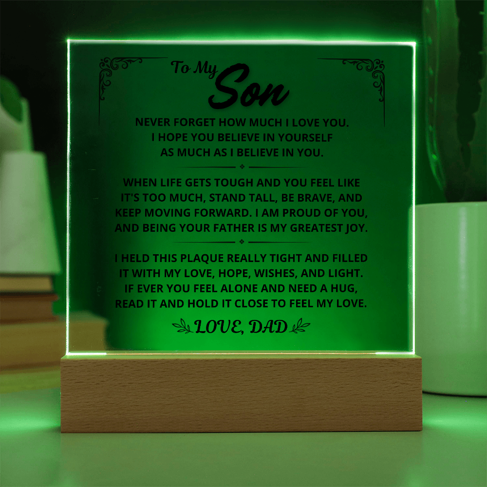 To My Son Gift From Dad - Keep Moving Forward, LED Acrylic Plaque