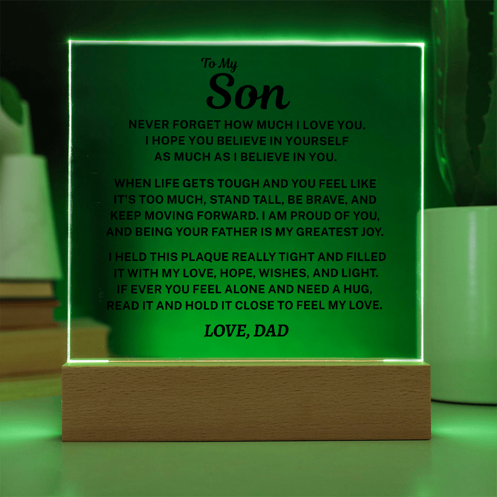 To My Son Acrylic Plaque From Dad – A Gift He’ll Treasure Forever 💙
