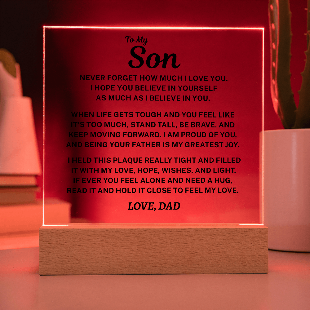 To My Son Acrylic Plaque From Dad – A Gift He’ll Treasure Forever 💙