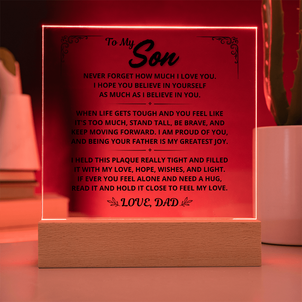 To My Son Gift From Dad - Keep Moving Forward, LED Acrylic Plaque