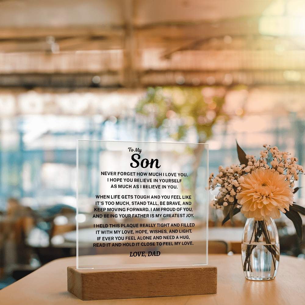 To My Son Acrylic Plaque From Dad – A Gift He’ll Treasure Forever 💙
