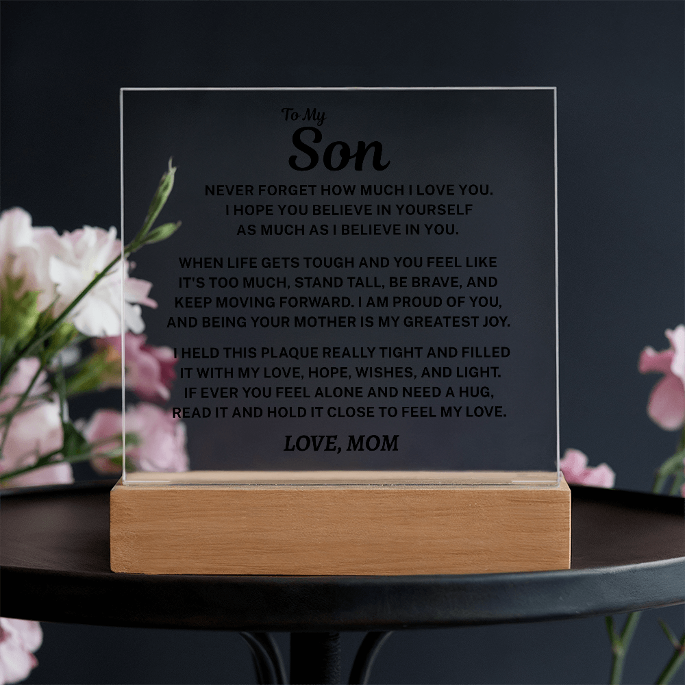 To My Son Acrylic Plaque From Mom  – A Gift He’ll Treasure Forever 💙